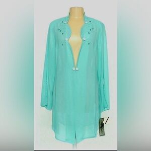 Tally Taylor Light Blue Blouse zise 22W Sherlock 100% polyester Linning